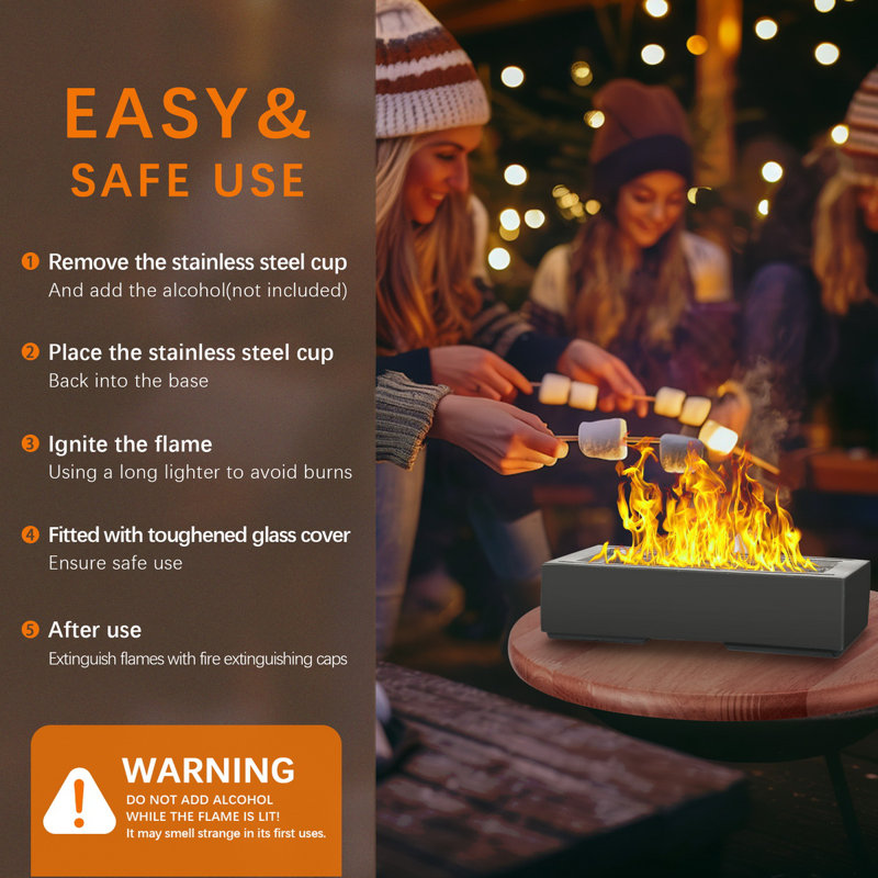 Cement Ethanol Tabletop Fireplace with Flame Guard