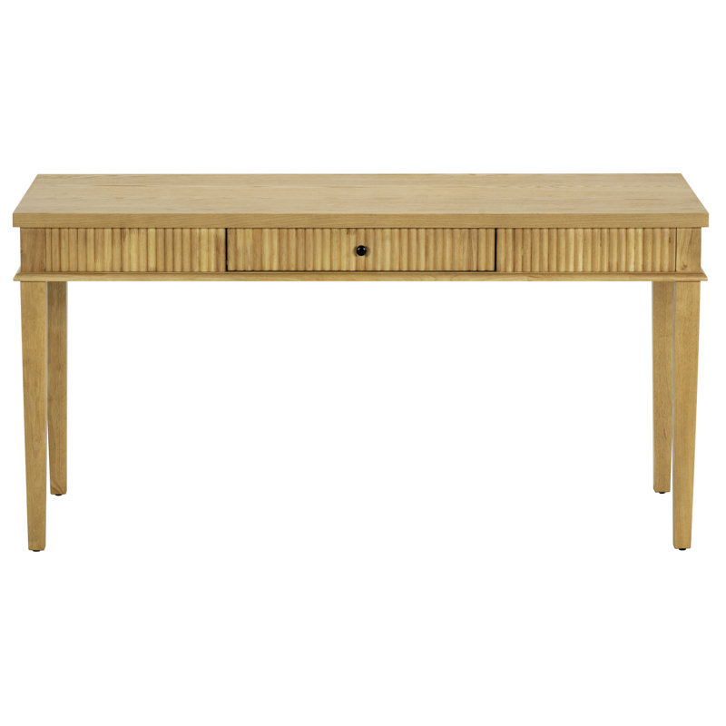 Shelbie 1 Drawer Reeded Desk, Greige Oak
