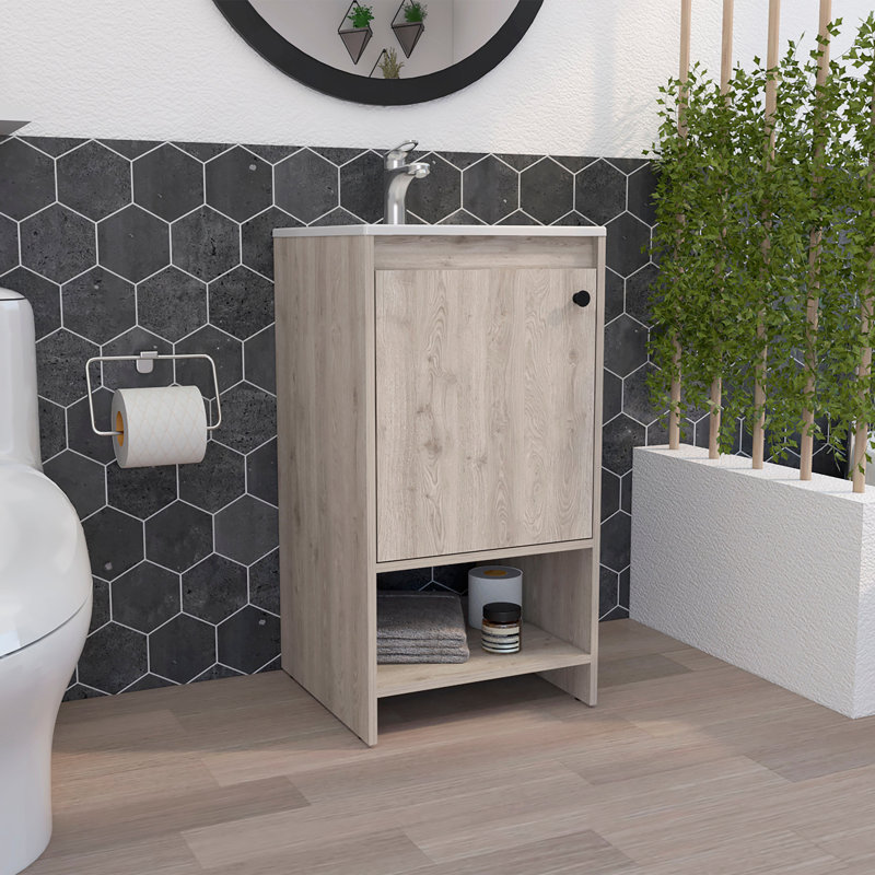 Armoire de meuble-lavabo autoportante à 1 tablette Westbury - gris clair, Gris clair