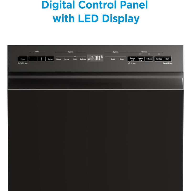 Midea MDF18A1ABB Built-in Dishwasher, 8 Settings, 6 Programs, Stainless Steel Tub, Heated Dry, Black