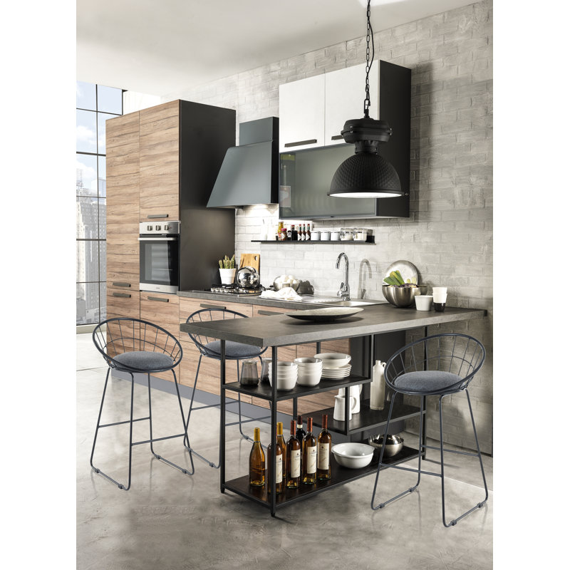 Upholstered Counter Stool with Metal Frame