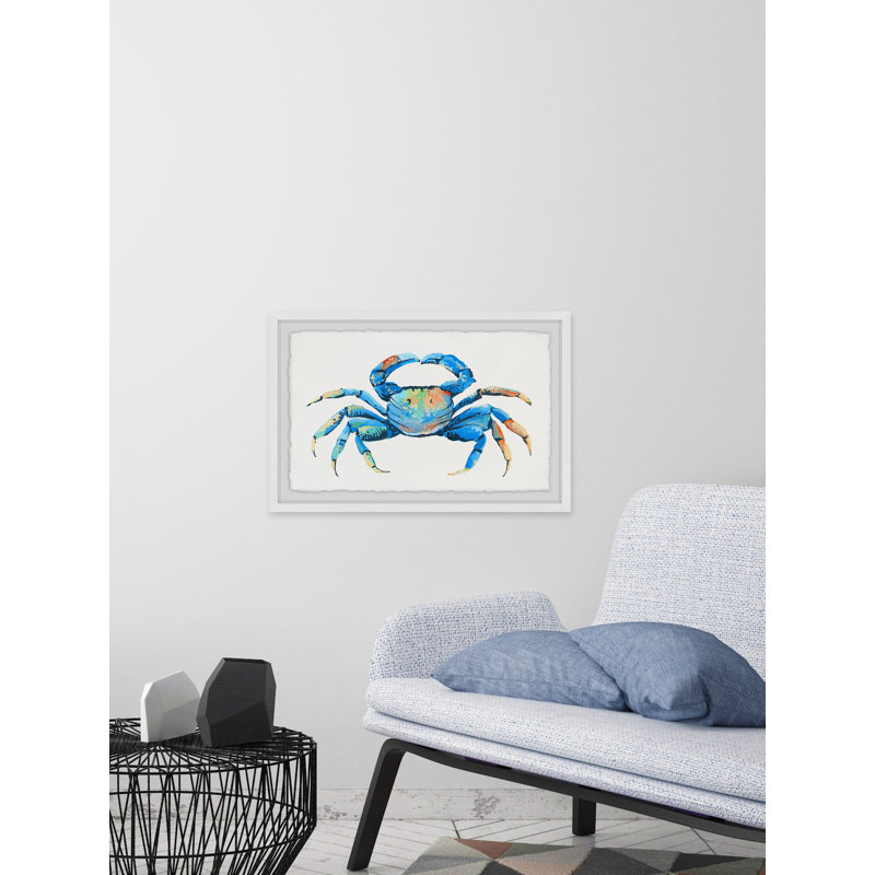 Blue and Orange Crab 1 Piece Single Picture Frame Painting, 30 cm H x 46 cm W x 4 cm D