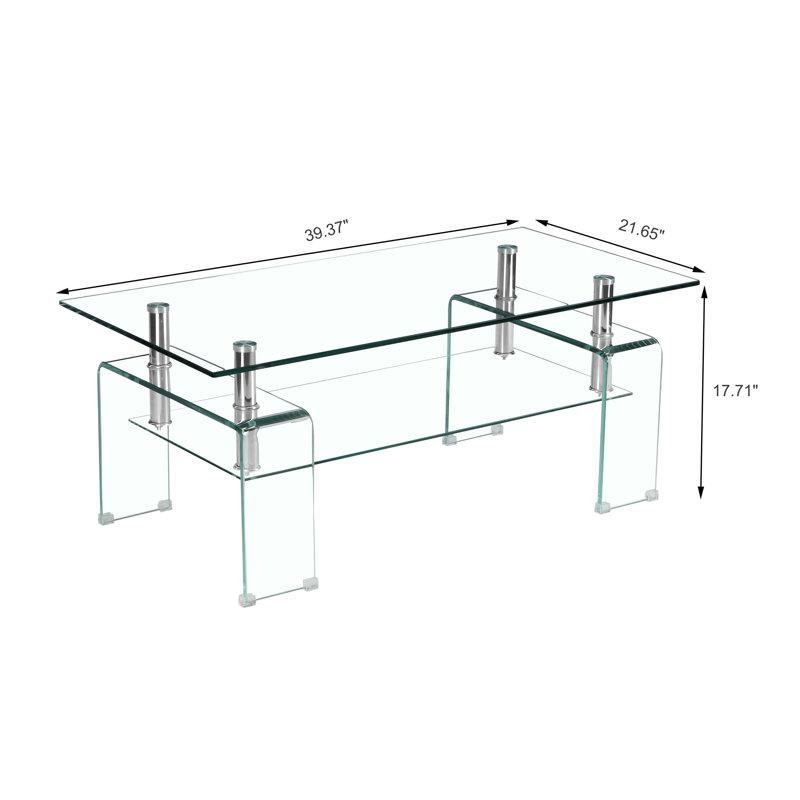 Table basse de salon en verre transparent Modern