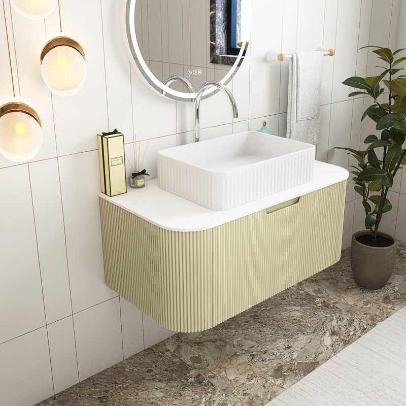 Meuble-lavabo mural rectangulaire en céramique 30 po vert clair 30 po, 36"