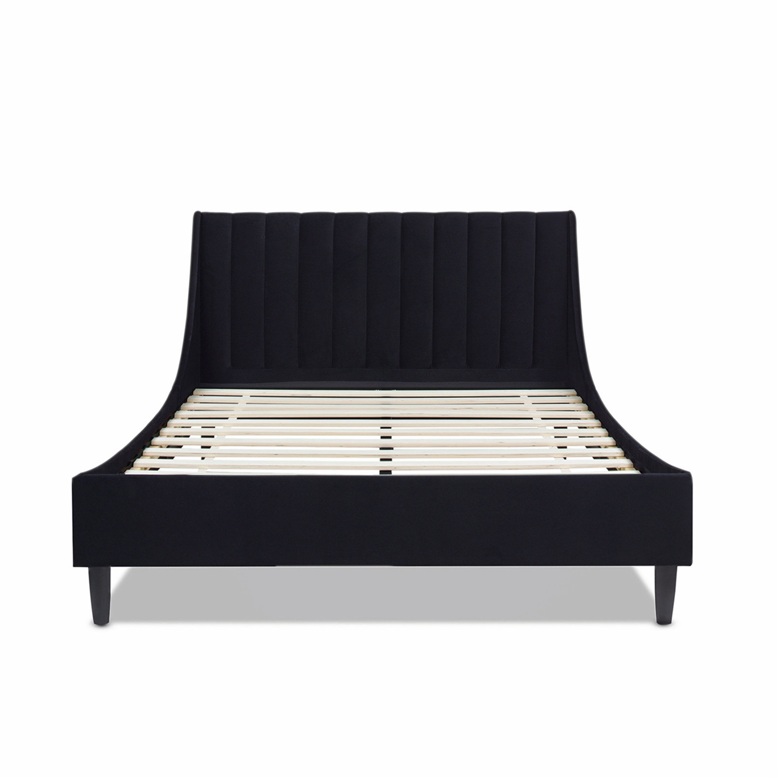 Helaina Velvet Upholstered Wingback Bed, Queen, Anthracite Velvet