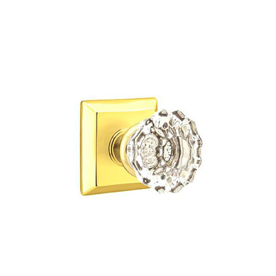 Ensemble de boutons de passage Emtek avec rosette Quincy et bouton en verre Astoria