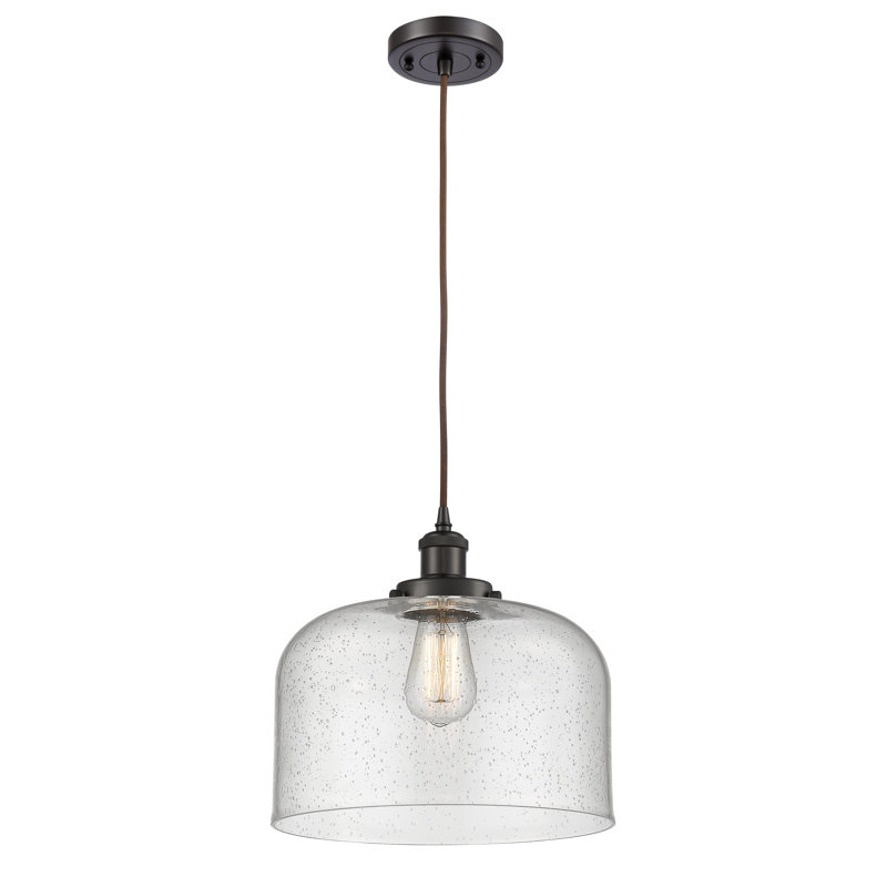 Pamelia 12" W 1-Light Dimmable Mini Pendant, Seedy, Oil Rubbed Bronze, No Bulb Included