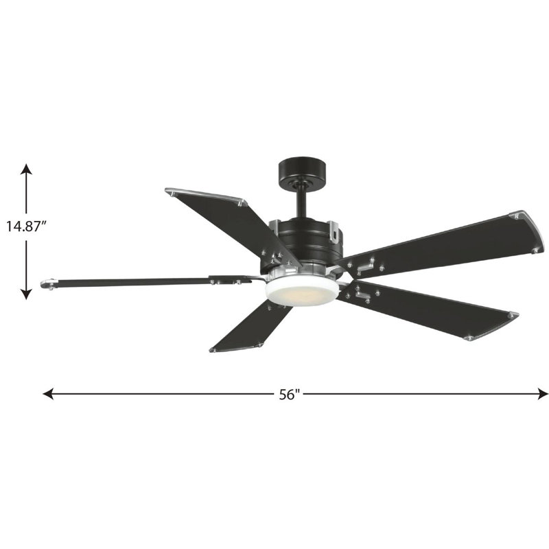 Glenfalls 56'' Ceiling Fan with LED Lights, Black