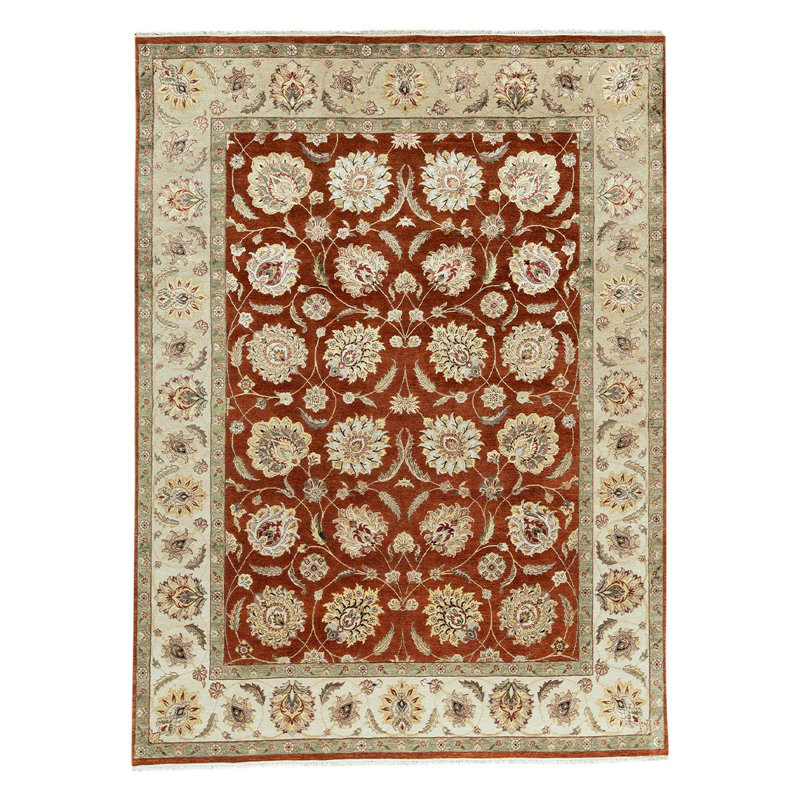 Wool Oriental Area Rug in Rust/Ivory/Gray