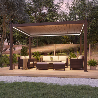 Solar Light Pergola Full Aluminum Frame with Adjustable Roof Louvered Pergola