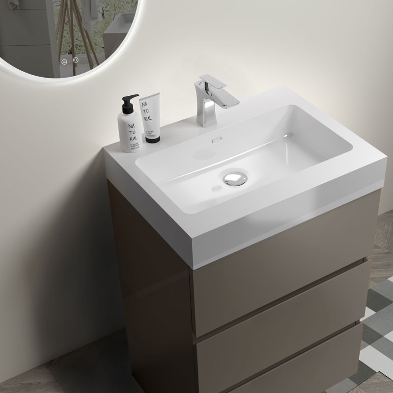 Meuble-lavabo 24 po avec lavabo, Blanc, Gris