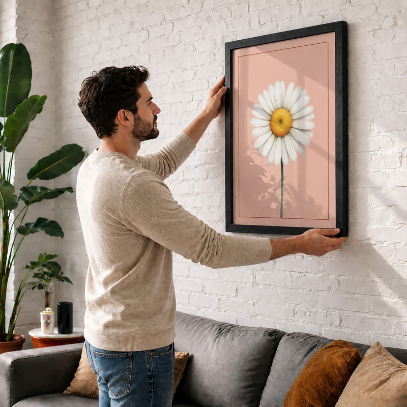 Daisy Study Botanical Framed Art Print, A2 - 59.4 x 42.0 cm, White