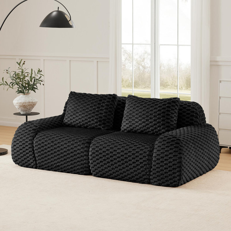 Canapé modulaire en flanelle Modern Luxury, Noir, L 82 po