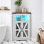 Armoire de rangement d'angle, petite armoire d'angle avec portes et tablettes réglables, armoire de rangement Farmhouse avec lumières DEL pour salle de bain, salon, cuisine, blanc et noyer
