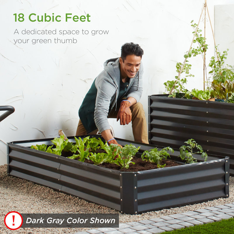 Rollon Metal Raised Garden Bed, Brown