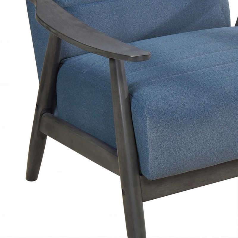 Chaise d'appoint - Meuble de salon en bois massif avec tissu d'ameublement en tissu bleu transitionnel, Bleu