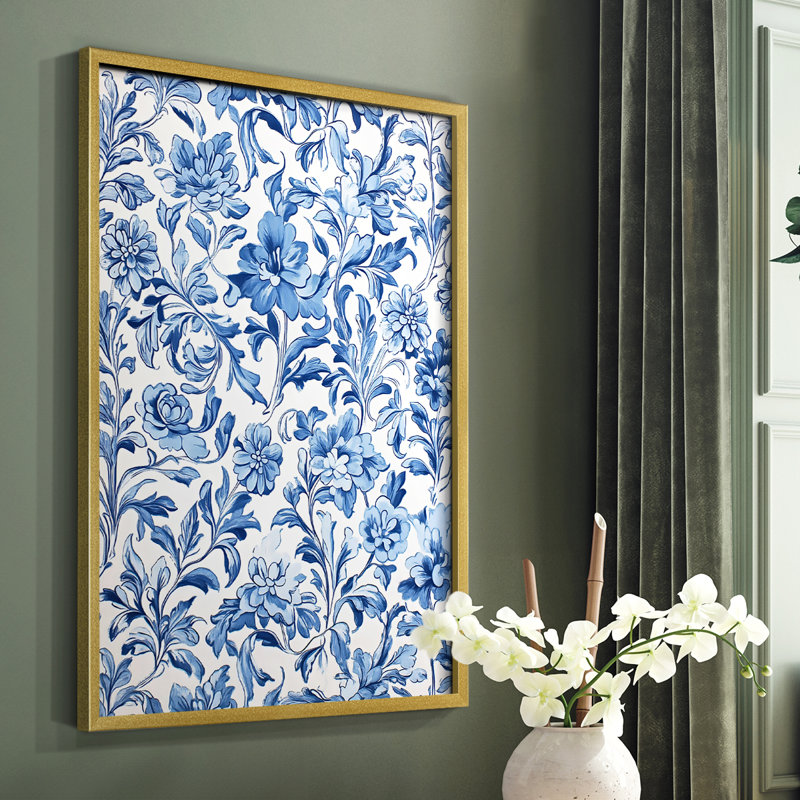 WM MORRIS Series DXCV  -Premium Framed Print -Ready to Hang - No Nails Required, Gold, 21" H x 17" W