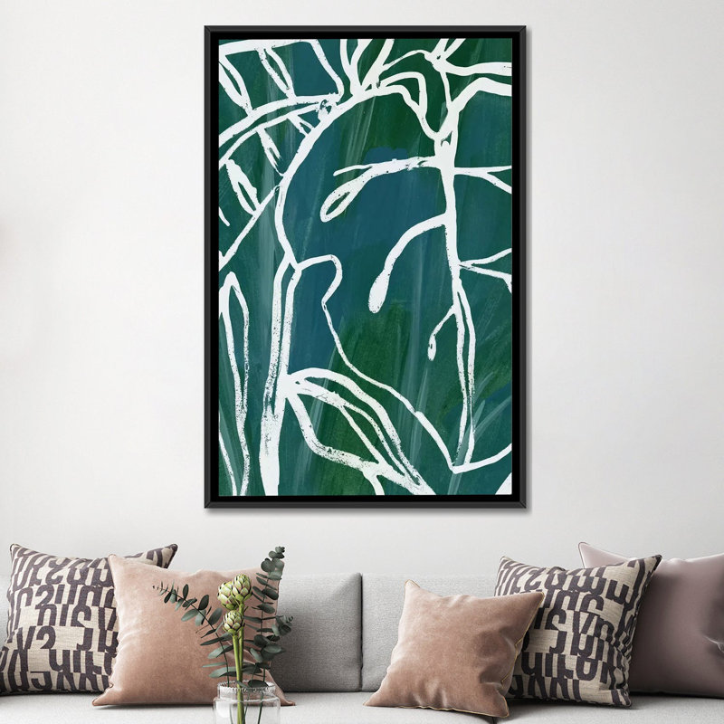 «Jungle Batik II», reproduction sur toile, Toile avec cadre noir, H 48 po x l 32 po x P 1,5 po
