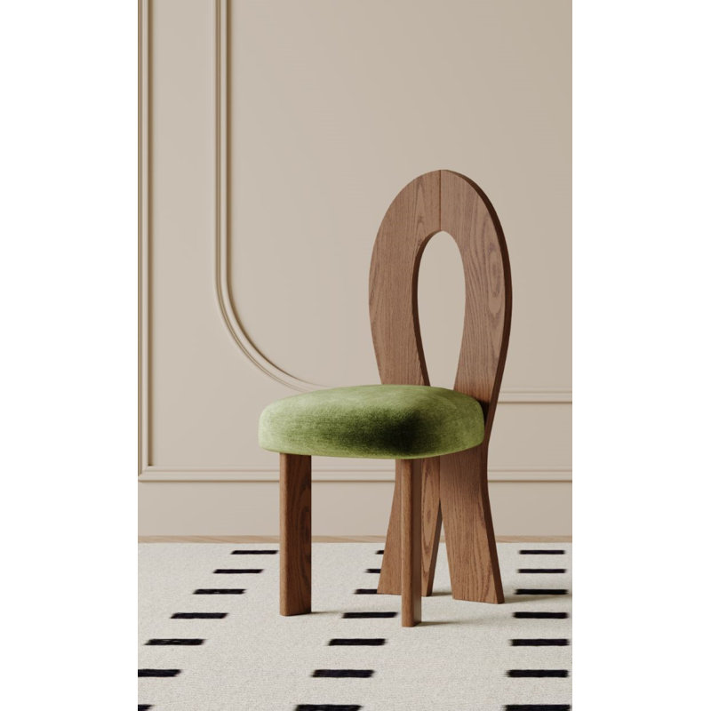 18.5'' H Upholstered Side Chair, Green, Brown