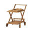 Chariot-bar en bois d'acacia teinté naturel avec roues