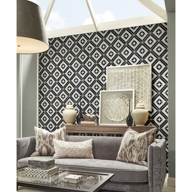 Geonoir Geometric 12 in. x 12 in. Polished Marble Mosaic Floor and Wall Tile, Geonoir