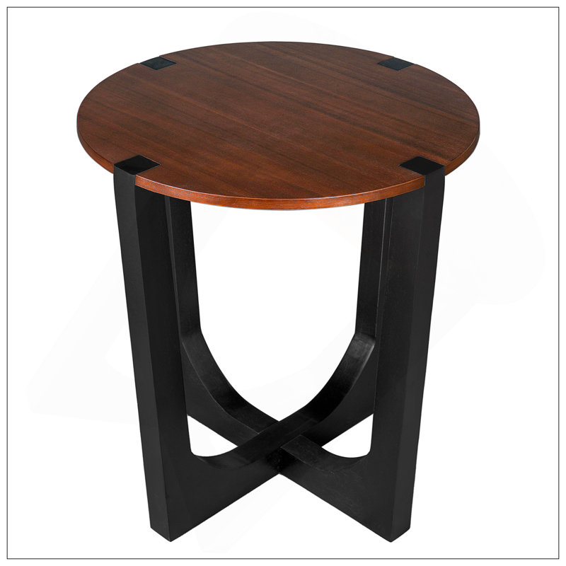 ACACIA SOLID WOOD SIDE TABLE,BROWN & BLACK COLOR