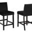 Ensemble de salle à manger à hauteur de comptoir 5 pièces, carré, table en faux marbre blanc, velours noir, capitonné, chaises à têtes de clous, pieds en bois, meubles de salle à manger noirs