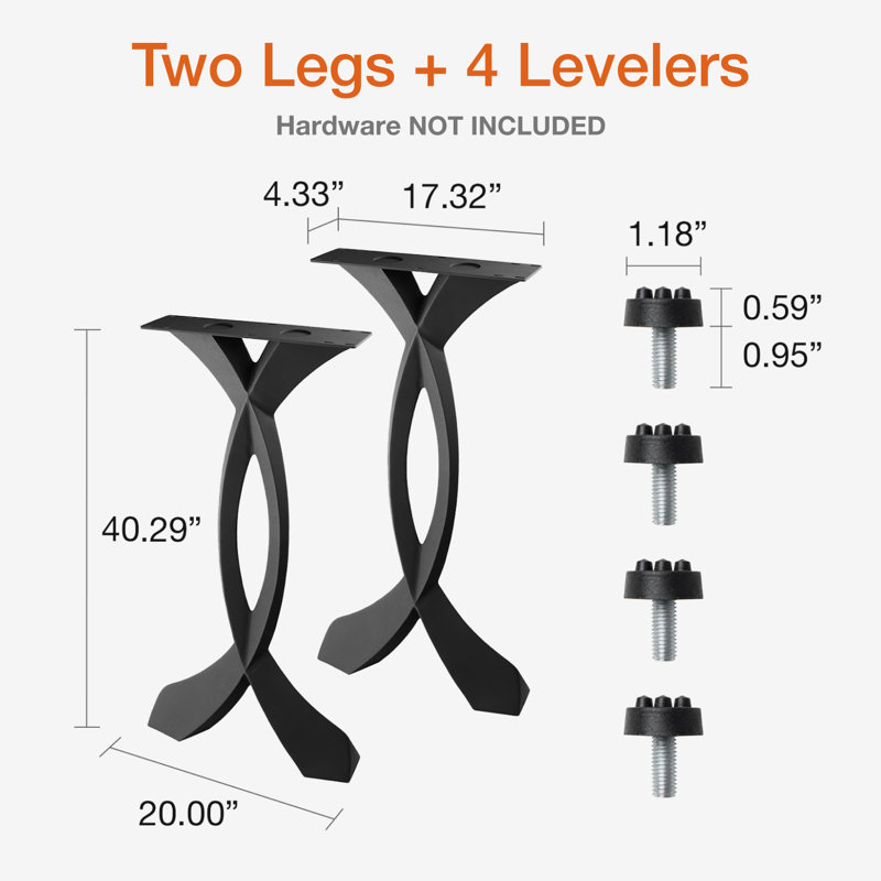Ensemble de 2 pieds de table et de bar Curva