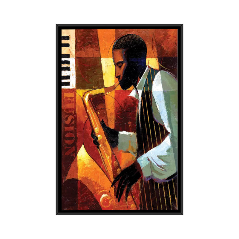 « fusion » par keith mallett, reproduction d’art sur toile, Toile avec cadre noir, Pas de tapis, H 48 po x l 32 po x P 1,5 po