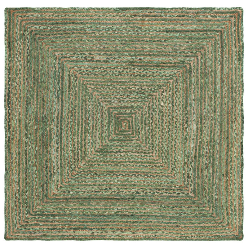 Demartini Handwoven Green Area Rug, Square 4'
