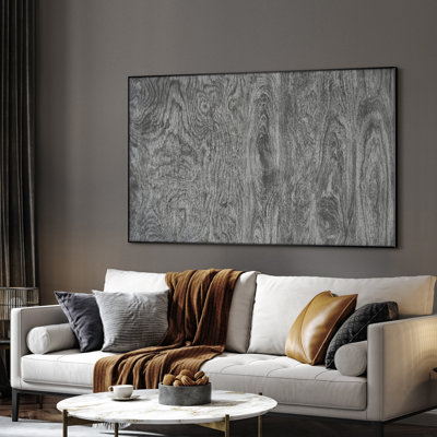 Très grand art mural imprimé sur tissu - grain de bois gris anthracite industriel moderne ou décor d'œuvres d'art pour le salon ou la chambre à coucher - «Assemblage requis du cadre (cadre non fini)»