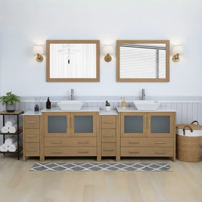  Framed 96" Double Bathroom Vanity Set with Mirror