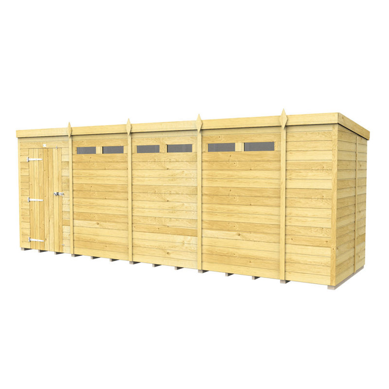 18ft x 5ft Pent Security Shed - Single Door