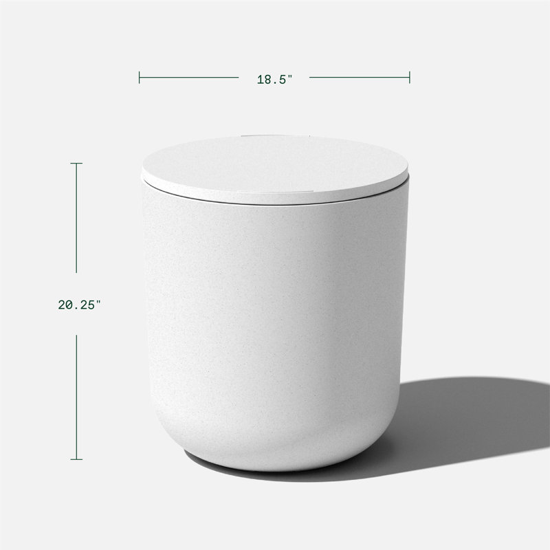 White Round Concrete-Plastic Outdoor Side Table with Cooler Function