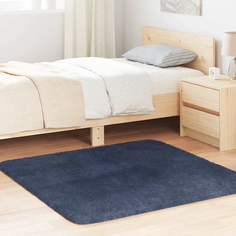 Shaggy Rug High Pile NAVARRA Navy Polyester, Square 120cm