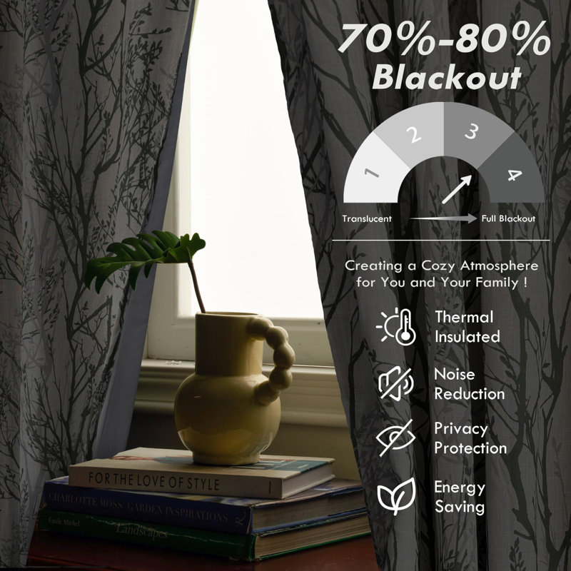Jadin Outdoor Linen Blend Room Darkening Curtain Pair, Green, 52" W x 90" L