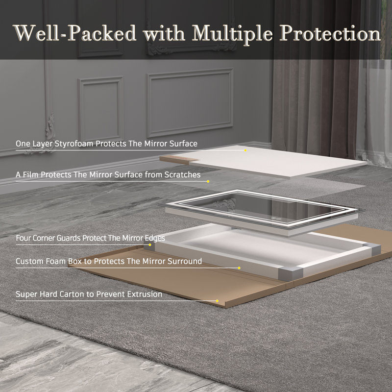 Molly Front & Back LED Anti-Fog Tempered Glass Wall Bathroom Vanity Mirror - UL Certified, 60" x 36"