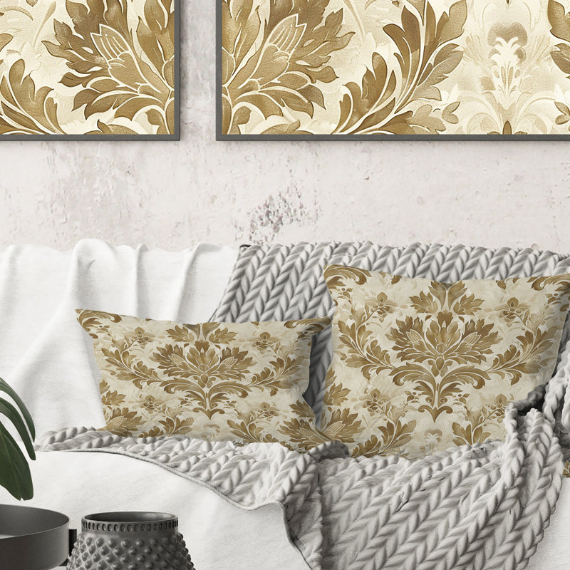 Beige Country Floral Chic V - Coussin floral, Carrée, H 18 po x l 18 po