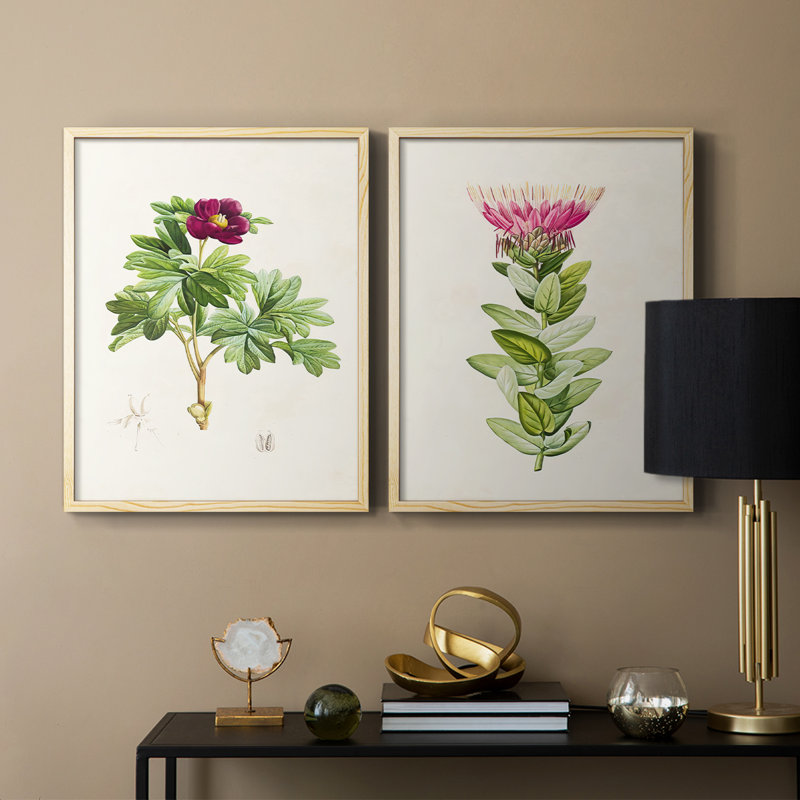 «Pretty Pink Botanicals III», reproduction encadrée de qualité supérieure - prête à être accrochée - aucun clou requis - aucun clou requis