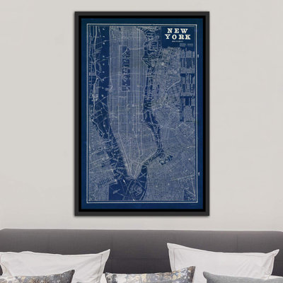 «Blueprint Map New York» par Sue Schlabach - impression d'art graphique