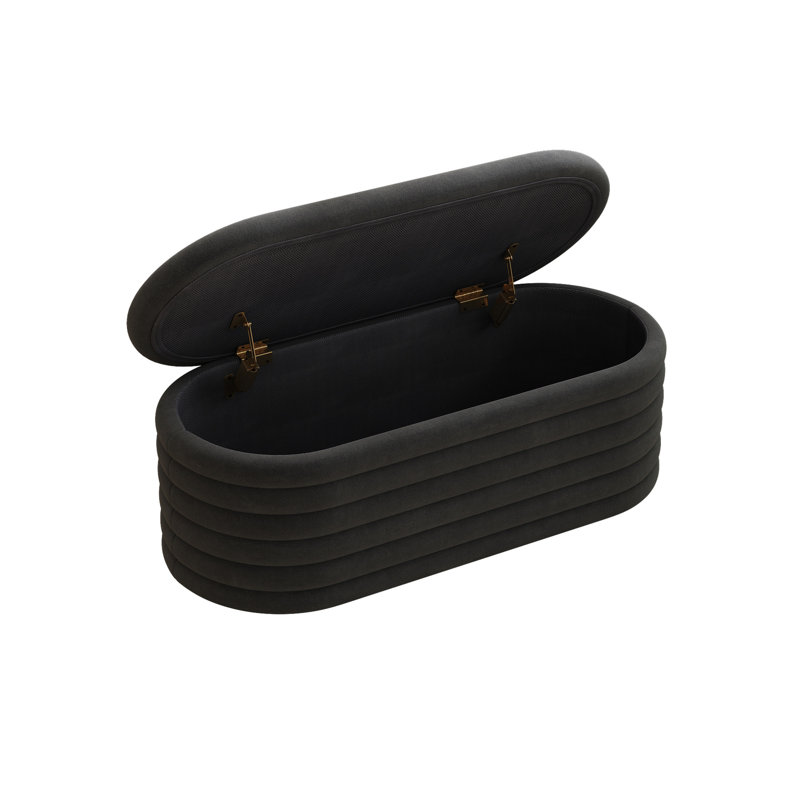 Banc de rangement en tissu noir de 40 pouces - pour la chambre à coucher, le salon, le vestibule, avec et la durabilité dans un coussin à charnière de 40 pouces rembourré