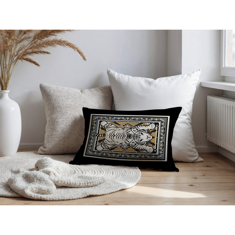 Oreiller rectangulaire réversible intérieur / extérieur Gibo Tiger, 18'' H X 25'' W X 5'' D, Gris