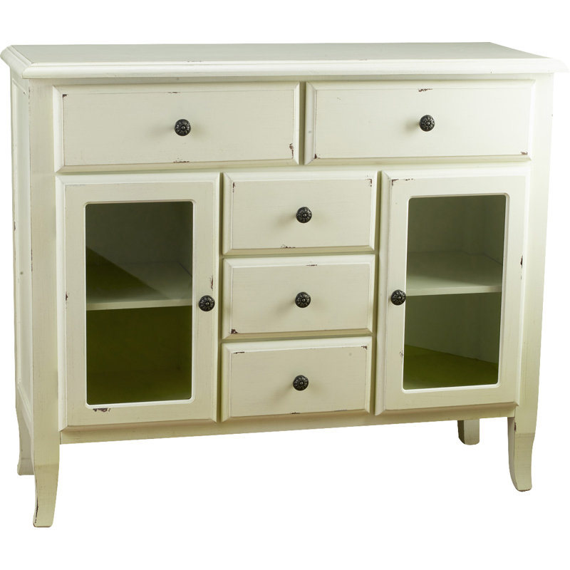 Buffet décoratif 2 portes Jazlynn, Blanc antique