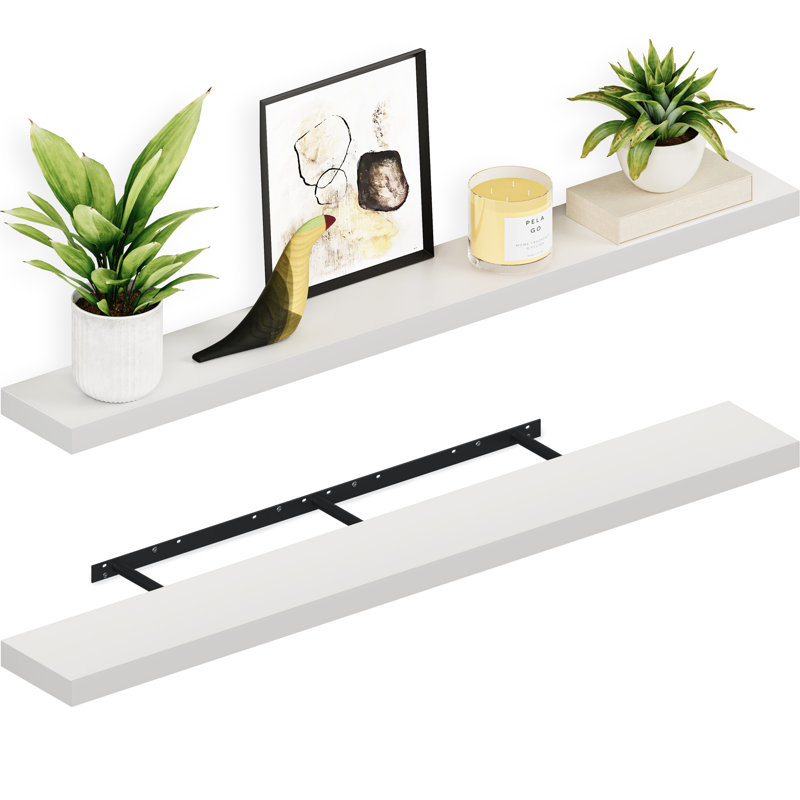 Tablettes murales flottantes Miami, 24 po, profondeur de 8 po, Blanc, 24 inches