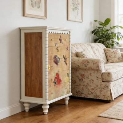 Commode d'entrée Mid-Century en bois massif