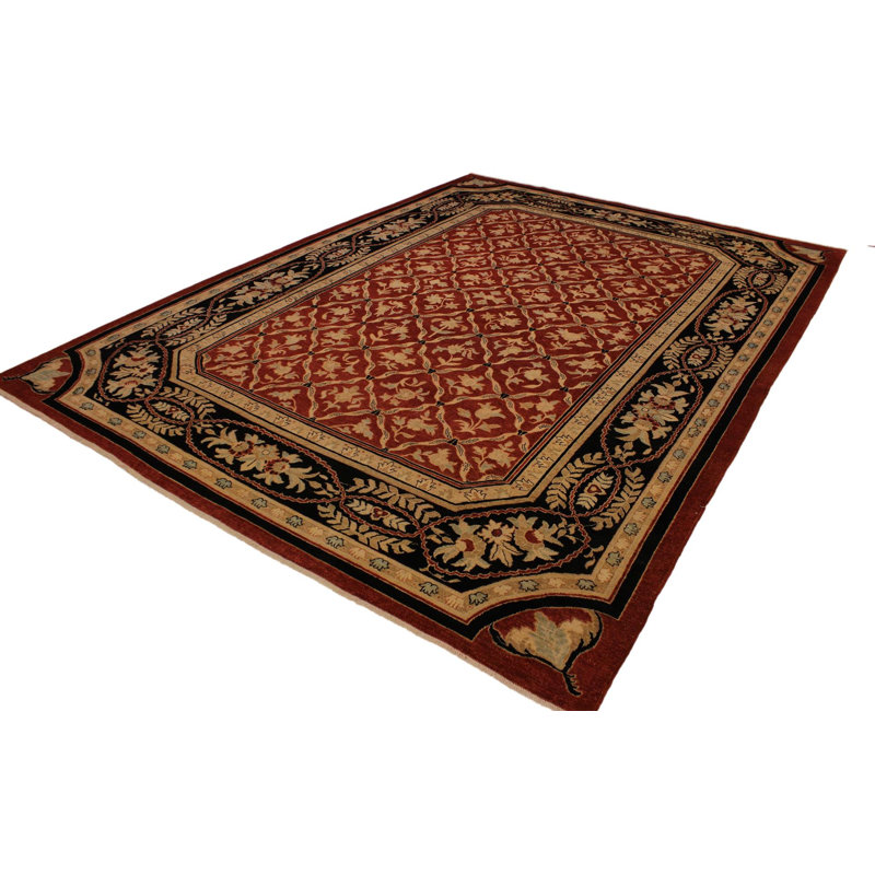 Tapis rouge / noir en laine 9 pi 10 po x 13 pi 6 po Silke