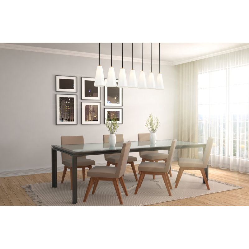 Lustre linéaire à 5 lumières Ceinture, Nickel brossé, H 13,75 po x l 7,25 po x P 54 po