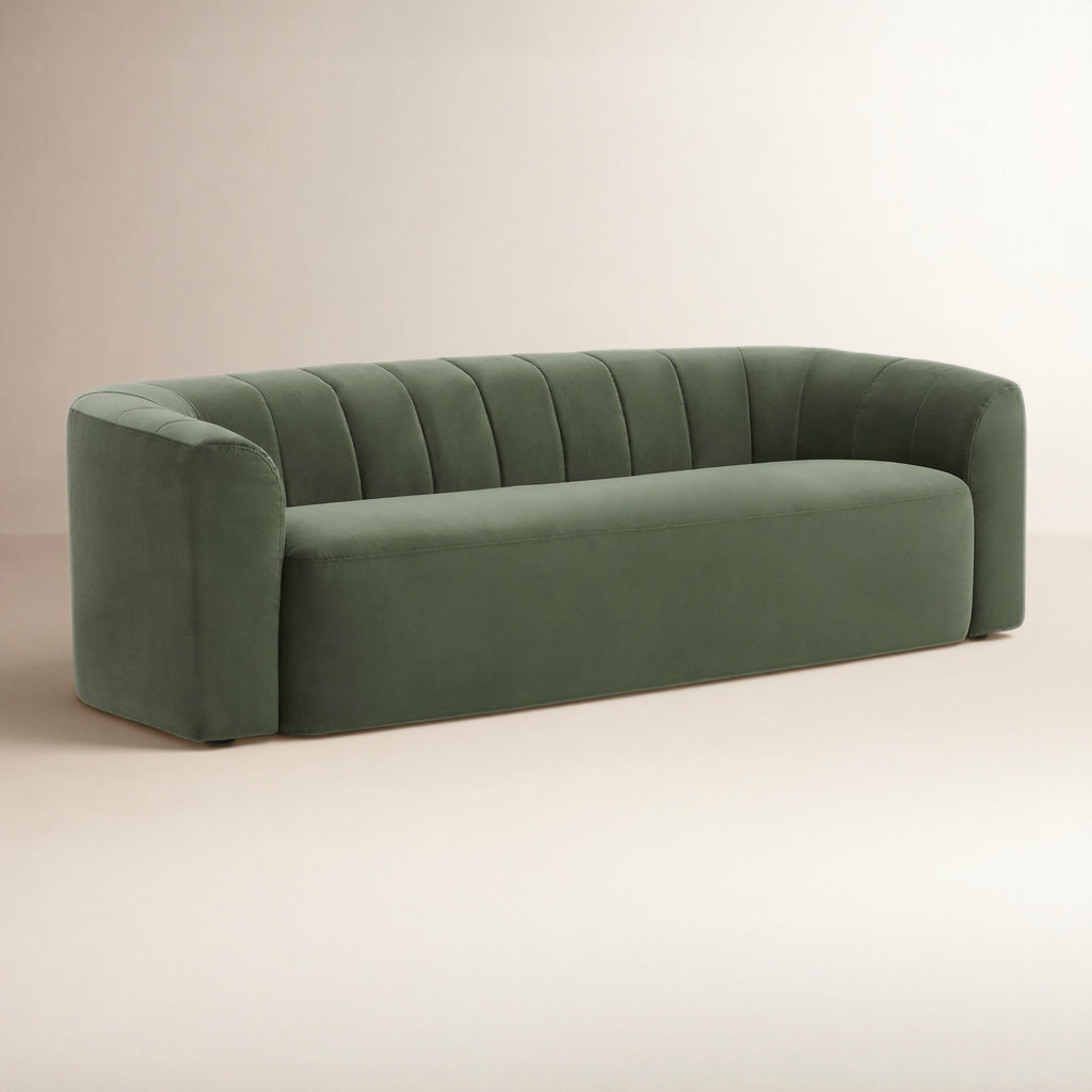 Augustine 89'' Upholstered Sofa, Soren Olivine Performance Velvet