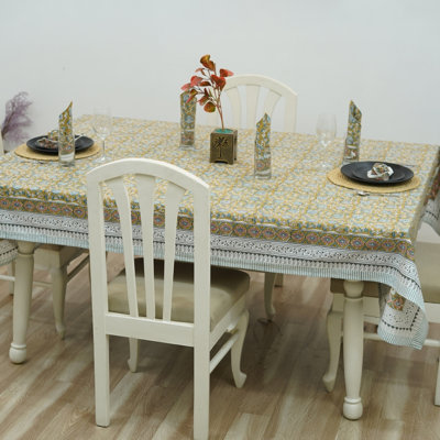 Housse de table éco-responsable durable à motifs blocs, 6 Kamal (10 places)