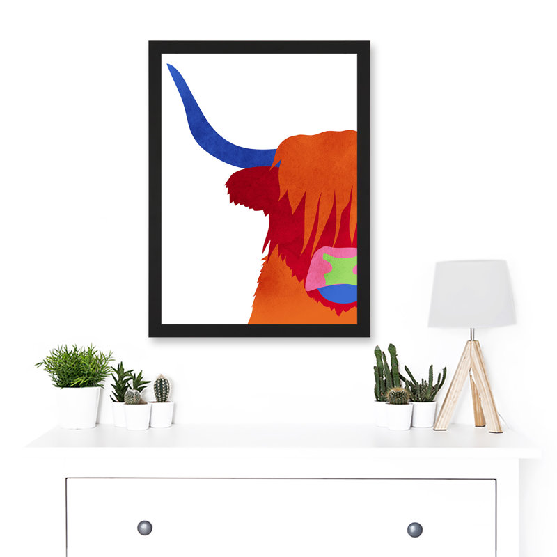 Bright Highland Scottish Cow Bull - Single Picture Frame Print